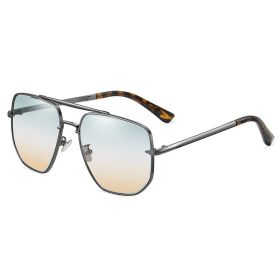 Fashion Pilot Polarized Sunglasses Women Double Bean Sunglass Vintage Sun Glass Men Luxury Design Eyewear UV400 Gradient Shades (Lens Color: green brown)