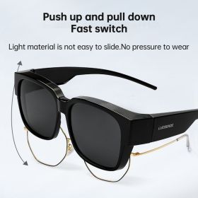 Fit Over Glasses Sunglasses For Men & Women Polarized Lens 99 UV Protection (Color: Bright black)