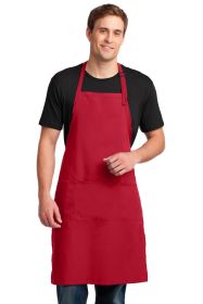 Port Authority Easy Care Extra Long Bib Apron with Stain Release A700 (Color: Red)