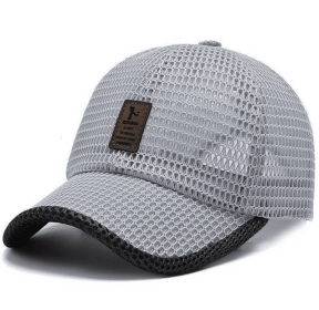Breathable Full Mesh Baseball Cap Light Gray / Blue Quick Outdoor Leisure Fishing Hat (Color: SILVER)